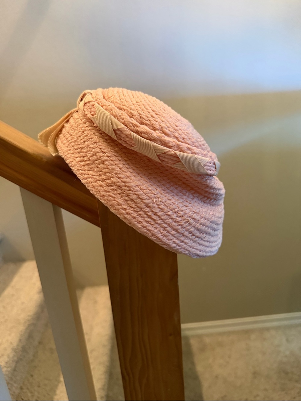 Vintage 1950s Spunwoven by Everett bonnet with Ribbon Trim
